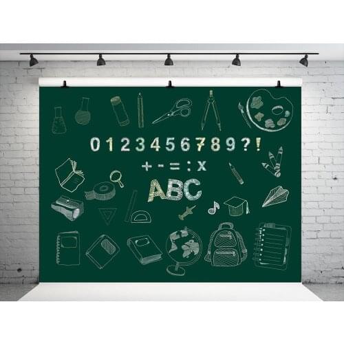 VinylBDS 7X5FT Back To School Backdrop For Photography Green Blackboard Children Photo Booth Background Studio