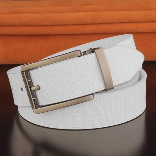High Quality White Pin Buckle Boy Mens Belt Designer Belt Casual Leather Fashion Belt Luxury Brand Name