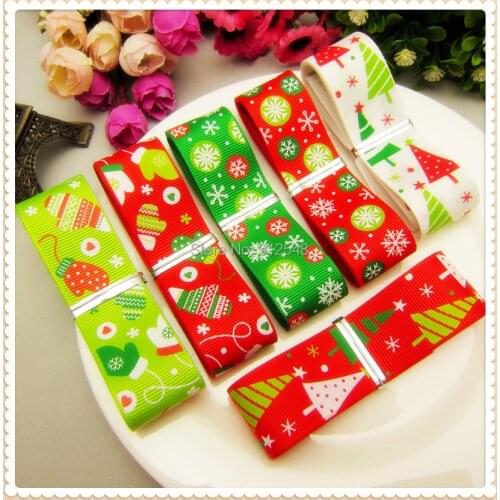YM72045,25MM 6 style ribbon mix Christmas Series Printed grosgrain ribbon,DIY handmade materials,headwear accessories