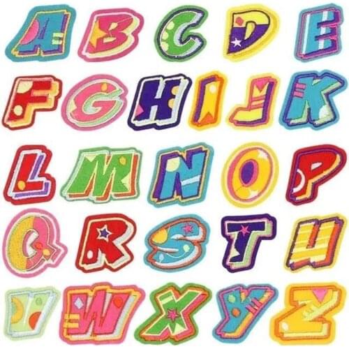 1pc Colour English Alphabet Letter A-Z Applique Sewing & ironing On letters Patch For Clothing Badge Paste For Clothes Bag Shoes