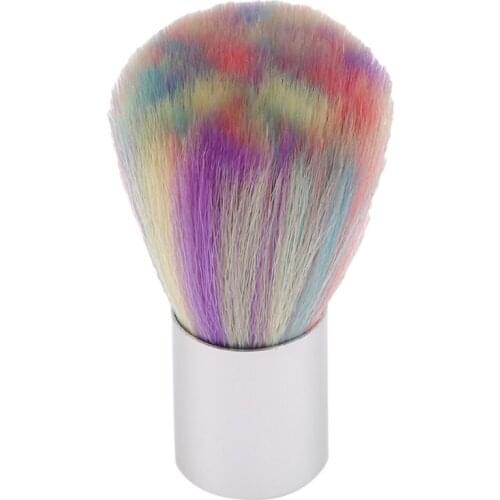 1Pc Rainbow Colored Nail Art Brush Nail Cleaning Tools Remove Dust Small Clean Soft Brush Short Handle Nail Care Manicure Tools