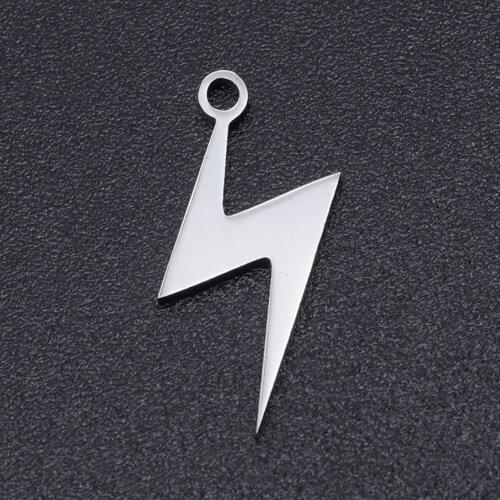 10pcs/lot 7*17mm Stainless Steel Lightning Pendant Bracelet Charms DIY Jewelry Making Handicraft Accessories Wholesale