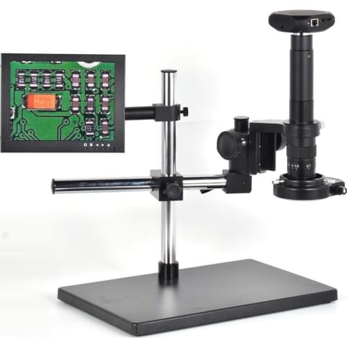 1080P HDMI USB Microscope Camera Sony Sensor HD Digital Industrial Calibrate 300X C-mount Lens 8 inch LCD Monitor for PCB Repair