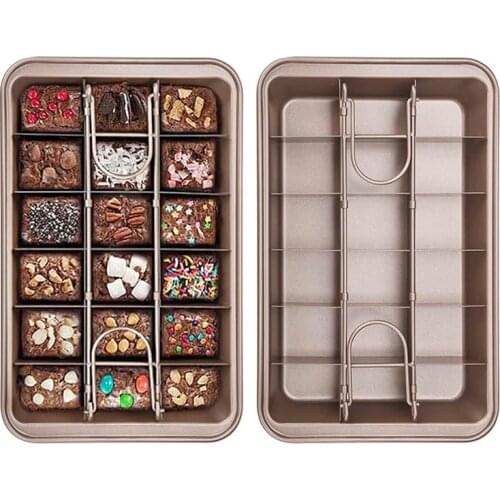 18 Cavity Brownie Pan Non Stick Baking Pan Square Lattice Chocolate Dessert Cake Mold With Dividers Bread Oven Pan Bakeware