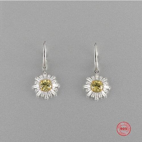2020 New Fashion Charm Sterling Silver Original 1:1 Copy, Sun Flower Glamour Elegant Fashion Earrings Women Luxury Jewelry Gifts