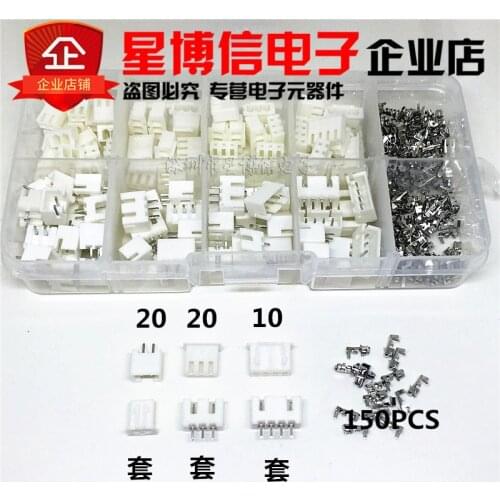250pcs XH2.54 2p 3p 4p pin 2.54mm Pitch Terminal Kit / Housing / Pin Header JST Connector Wire Connectors Adaptor XH Kits TJC3