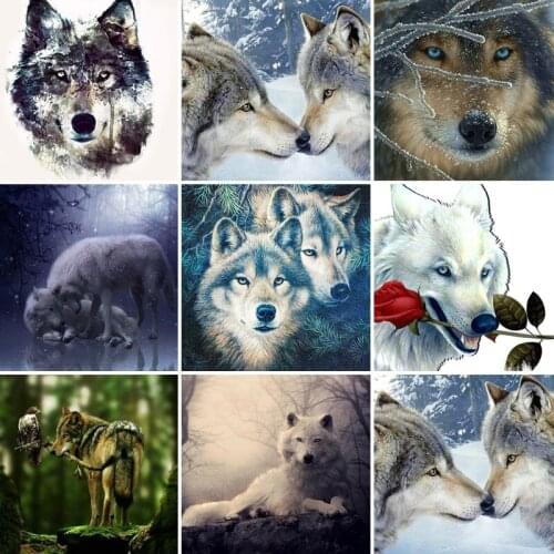 40/55/60 Diamond Painting Animal Wolf Leopard Full Square Drill 5D DIY Embroidery Animals Mosaic Sale Rhinestone Art Home Decor