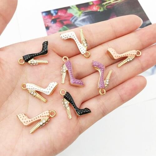 Fashion Women High Heel Shoes 3D Enamel Alloy Charms 40pcs 15*17mm Oil Drop DIY Jewelry Necklace Bracelet Ornaments Pendants
