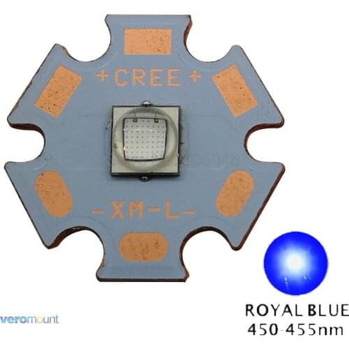 5pcs 10W Epileds XML2 XM-L2 High Power LED Emitter Royal Blue 450NM 16mm 20mm Copper PCB for Night Fishing Flashlight Lamp High