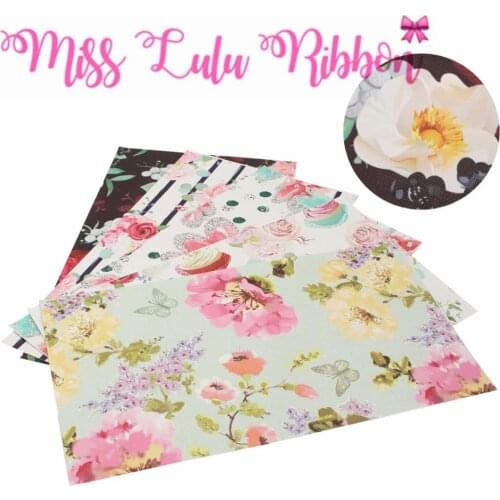 8x13inch (20x34cm) Retro Watercolor Flower Series Digital Print Vinyl Ribbon Freedom Cut Piece 60pcs/pack DIY Bowknots Custom