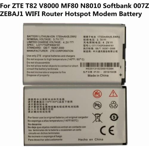 For ZTE MF80 Nova 4.0 V8000 Softbank 007Z ZEBAJ1 WIFI Router Hotspot Modem Battery Li3717T42P3h644161 High Quality Batteries