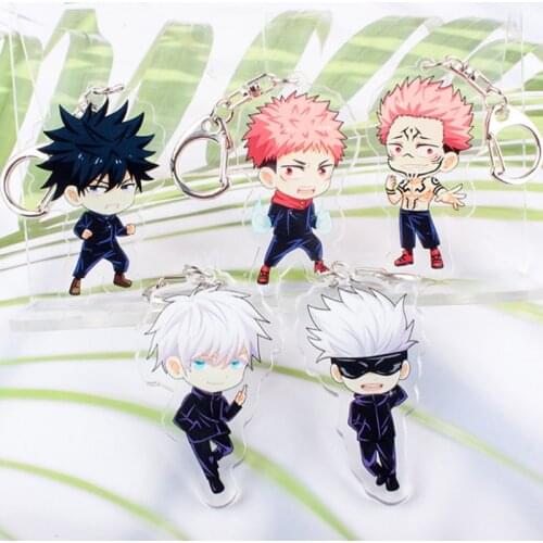 Anime Jujustu Kaisen Keychain Cartoon Yuji Itadori Acrylic Pendant Key Rings Women Men Bag Trinket Accessories Gift