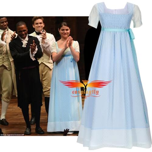 Anime Rock Opera Hamilton Stage Gown Concert Elizabeth Schuyler Cosplay Costume Outfit Parent-Child Outfit Women Girl Blue Dress