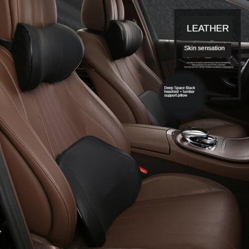 Automobiles PU Leather Mesh Car Seat Headrest Back Cushion 3D Memory Foam Head Rest Waist Lumbar Support Travel Neck Pillows
