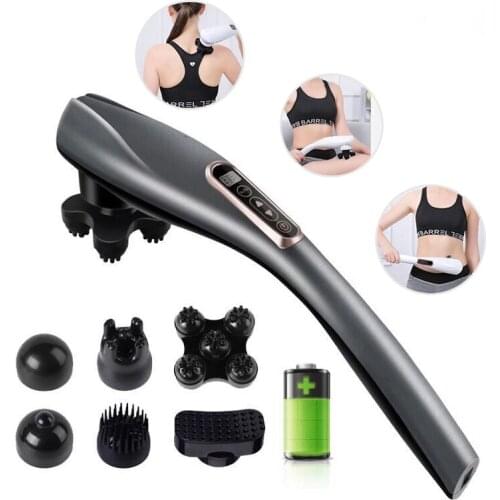 Back Massager Cordless Handheld dolphin Massager Rechargeable Hand Held Deep Tissue Massager for Muscle With 6 Heads