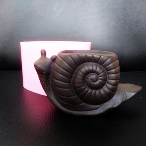Concrete Snail Pot Silicone Mold for Garden Decorating Desktop Pen Holder DIY 3D Cement Animal flowerpot Molds