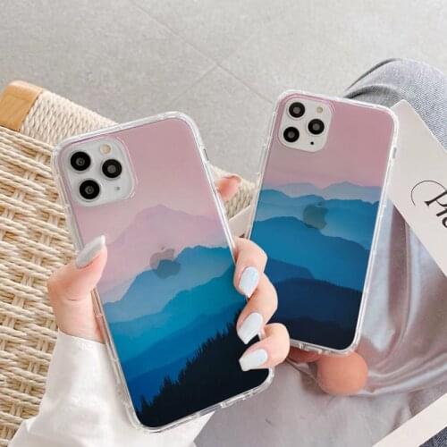 Retro Art Painting Landscape Clouds mountains Phone Case For iPhone 12 11 Pro Max XR XS Max X 6s 7 8 Plus SE 2 Soft Clear Cover