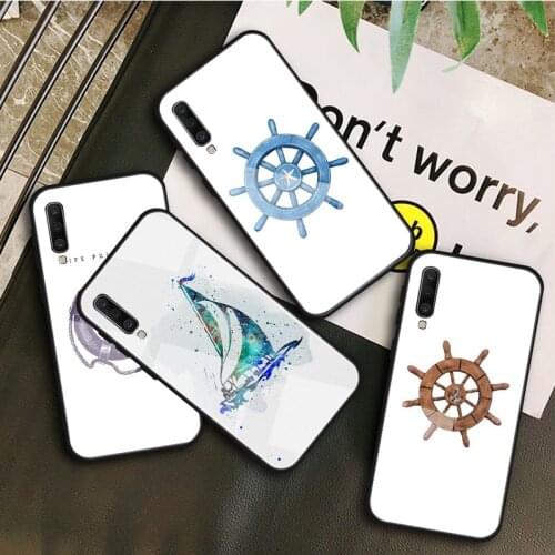 Stripes Anchor Boat Ship Wheel Tempered Glass Case For Samsung Galaxy A 10S 10E 20S 20E 30S 40 50S 60 70 80 90 6 7 8 Shell