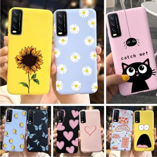 For Vivo Y20 Y20i 2021 Case Silicone Fashion Daisy Sunflower Floral Soft Phone Cover For Vivo V2029 V2027 V2032 Y 20 Y 20i Coque