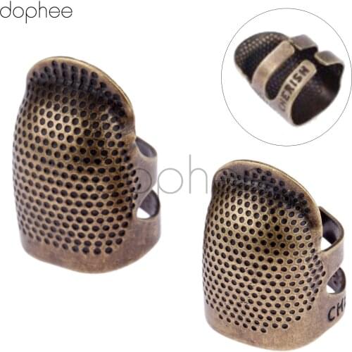 Dophee 1pcs Hard Metal Antique Brass Sewing Thimble Needles Finger Protector For DIY Sewing Tools Accessories