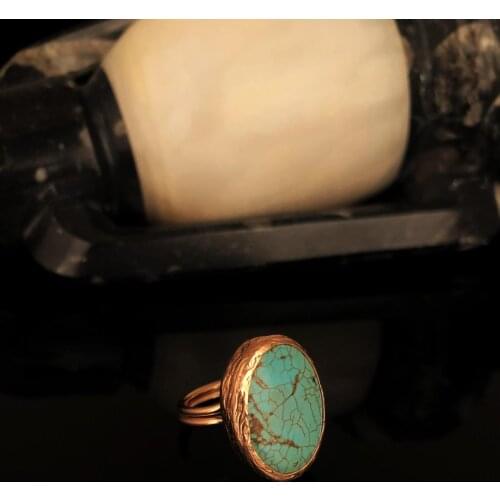 Dr Stone Natural Stone Women 'S Turquoise Stone Rose Gold Plated Ring KRB406