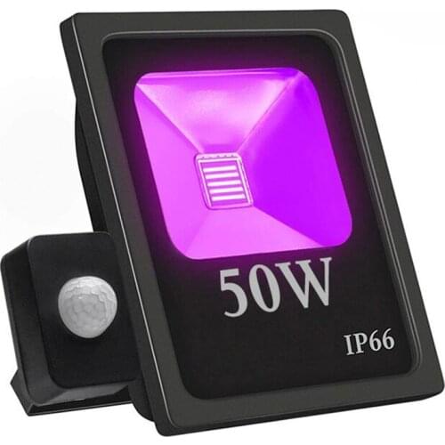 PIR Motion Sensor Ultra Violet Led Flood Light 10W 20W 30W 50W UV LED Floodlight AC85-265V IP66 Waterproof for Blacklight Party