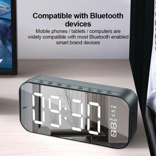 HiFi Bluetooth Speaker LED Mirror Screen Alarm Clocks Table Digital Clock MP3 TF FM