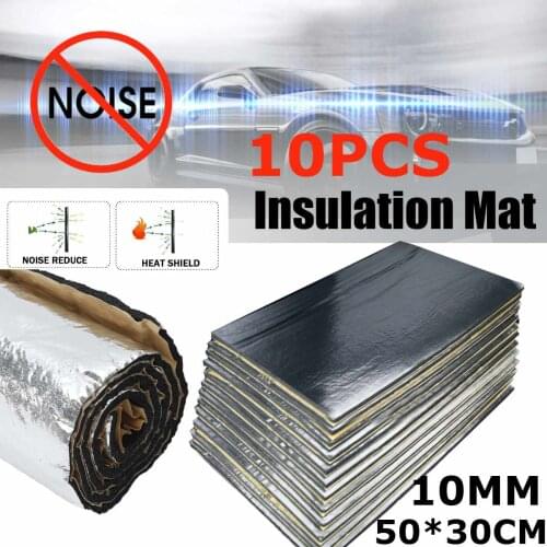 10Pcs 30x50cm 10mm Adhesive Car Soundproof Foam Cotton Home Deadening Insulation Pads Sound Absorbing Cotton Anti Noise Sponge