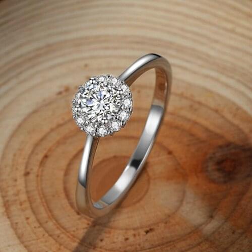 Classic Female Diamond Flower Ring Earring S925 Sterling Silver Engagement for Women Luxury Round Diamond Wedding Fine Jewelry