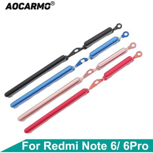 Aocarmo For Xiaomi Redmi Note 6 / Note6 Pro Power On Off Button + Volume Up Down Buttons Side Switch Key Replacement Part