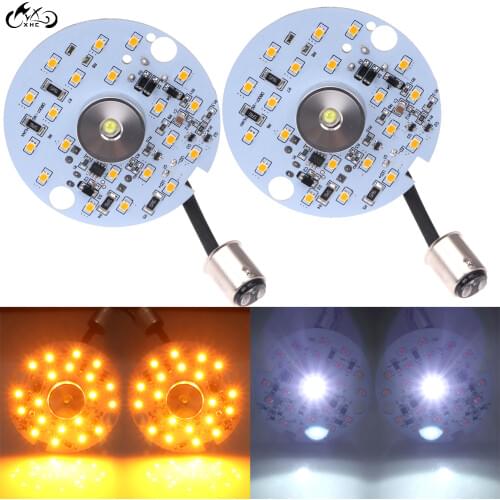 2Pcs 3" 1157 LED Turn Signal Running Light Inserts For Harley Softail Tour Road Electra Glide Bad Boy Fatboy FLSTF 1990-2013