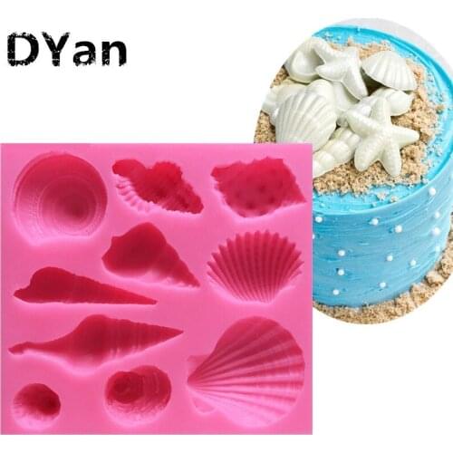 Beautiful Sea Shell And Conch Shape Silicone 3D Mold Cookware Dining Bar Non-Stick Cake Decorating Fondant Soap Mold A1168
