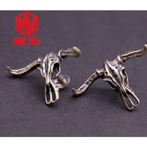 Brass Bull Head Skull Knife Handle Accessories EDC Knife Bead Wallet Accessories