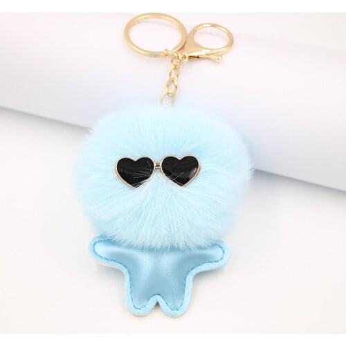Cute and Cute Color Childrens Fur Ball Keychain Plush Doll Girl Mobile Phone Pendant Fashion Trend Bag Ornaments Holiday Gifts