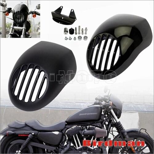 Motorcycle 5-3/4" Headlamp Cowl Visor Cover 39mm Fork Mount Grill Headlight Fairing For Harley FX XL Sportster Dyna FXR FXRS