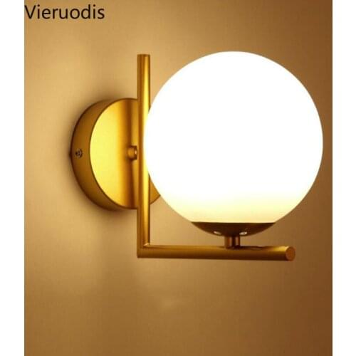 Nordic Wall Lamp E27 Glass Ball Modern Industrial Wall Light for Interior Bedroom Bedside Living Room Corridor Aisle Luminarias