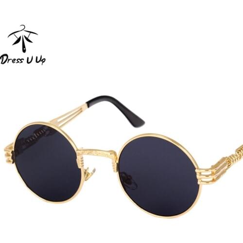 DRESSUUP Retro Steampunk Round Sunglasses Women Men Brand Designer Vintage Male Sun Glasses Oculos De Sol Feminino Gafas