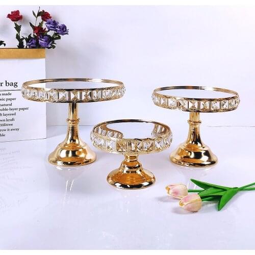 Gold and silver wedding cake stand Home party display stand decoration desktop afternoon tea birthday dessert fudge wrought tray