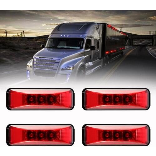 4x Red 3-LED Boat Trailer Truck Clearance LED Lights Side Marker Lights Waterproof External Decorative indicator Light