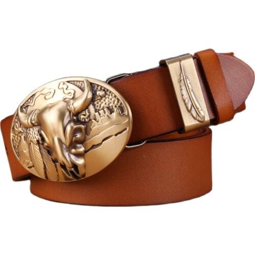Red 2020 solid brass buckle high quality camel belts for men leaf cow 3.8 cm wide strap girdle full grain 100% genuine leather