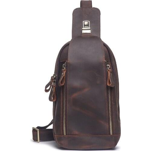 Luxury Messenger Bags Real Genuine Leather Men Chest Bag Crossbody Shoulder Bag Mens Business Sling Bags Male Casual Chest Pack