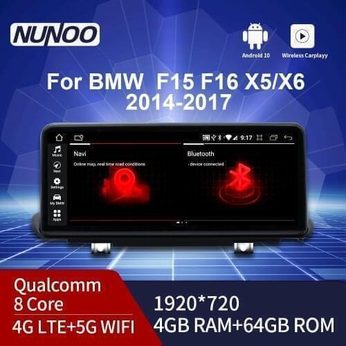 Nunno 10.25 Android 10 10.25 Inch Touch Screen Carplay DVD GPS Radio Multimedia For BMW X5 F15 2014-2016 4+64GB