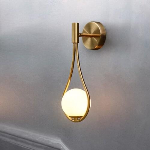 Modern Wall Lamp Glass Lampshade Bedside lamp Brass Metal Bedroom sconce home Deco Light Reading Stairs Corridor Lighting