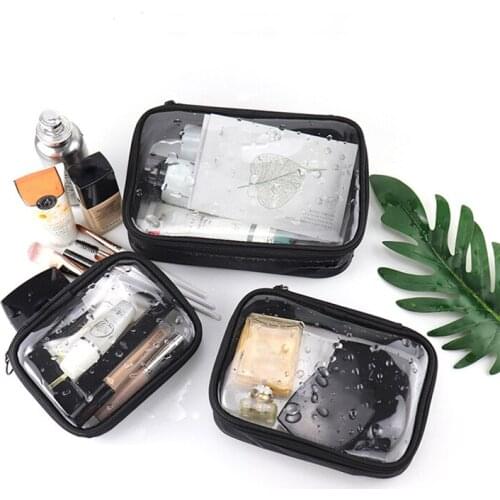 Women Waterproof Clear Storage Bags Case PVC Fashion Girl Travel Zipper Make Up Bag Pouch Toiletry Brush Wash Organizer Set