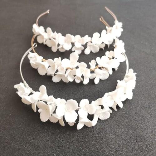 SLBRIDAL Handmade Ins Style Luxury Rhinestone Crystal Porcelain Flower Bridal Tiara Wedding Bridesmaids Crown Women Hair Jewelry