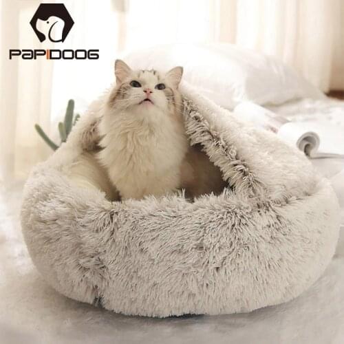 Warm Soft Sleeping Pet Dog Cat Bed Round Washable Long Plush Cushion House Velvet Mats Sofa for Small large Dogs Basket