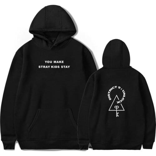KPOP Sweatshirt Print Stray Kids Stray Kids World Tour District 9 Unlock Same Hoodie Casual Women men Harajuku Hip Hop Hoodies
