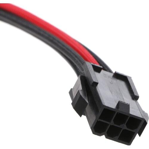 B2EF Sleeved Black&Red GPU 6Pin PCIE PCI Express Male to Female Power Extension cable