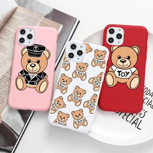 Cute Lovely Bear Phone Case For iphone XR 11 Pro XS Max X Soft TPU Back Cover For iphone 7 8 Plus 7Plus SE 2 2020 5 Cartoon Case