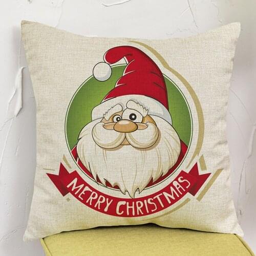 Green Christmas Decoration Cushion Tree Santa Claus Elk Snowman Print Christmas Gift Decoration Car Sofa Chair Throw Pillowcase